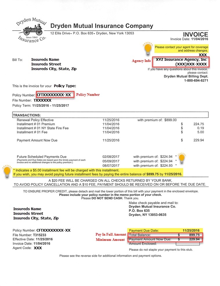 Explain My Bill Dryden Mutual Insurance Company